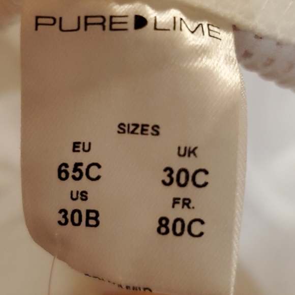 Pure Lime White Support Bra 0092 Sz 30B - Picture 6 of 6